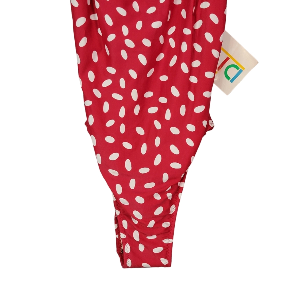 Diva Studio Red Watermelon Seed Polka-Dot Pool Beach One Piece Swimsuit 6 NWT - Picture 2 of 9